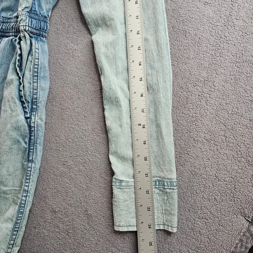 Halogen Shirt Dress Womens S‎ Blue Denim Acid Wash Drawstring Waist Button Front - Picture 7 of 14